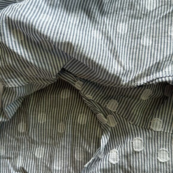 LOFT Polka Dot Striped Flutter Sleeve Wrap Blouse Blue & White Size Small - Picture 5 of 6